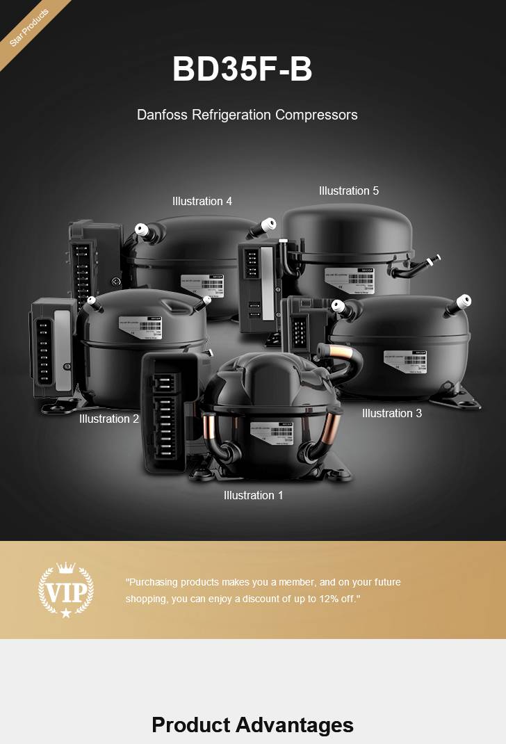 Danfoss Compressor BD35F-B, technical parameters pdf, structure diagram